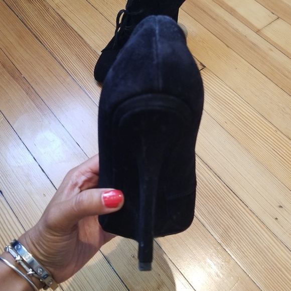 YSL black suade booties